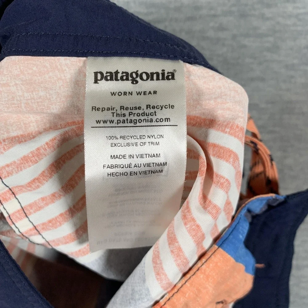 Patagonia Board Shorts Boys 12 Multicolor‎ Striped Recycled Nylon Swim Trunks